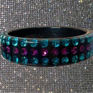 Rhinestone bangle bracelet resin epoxy inclusion bling pink blue black y2k chunk